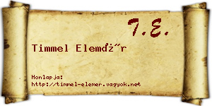 Timmel Elemér névjegykártya